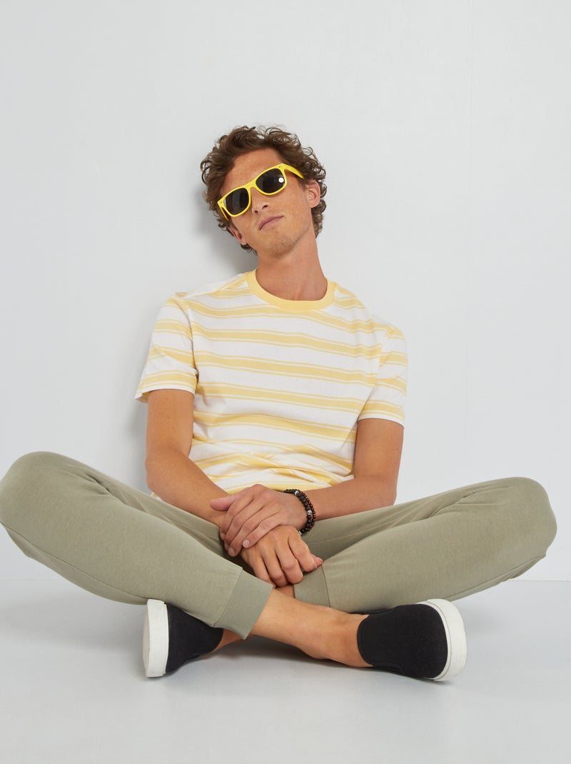 T-shirt en jersey à rayures Jaune - Kiabi