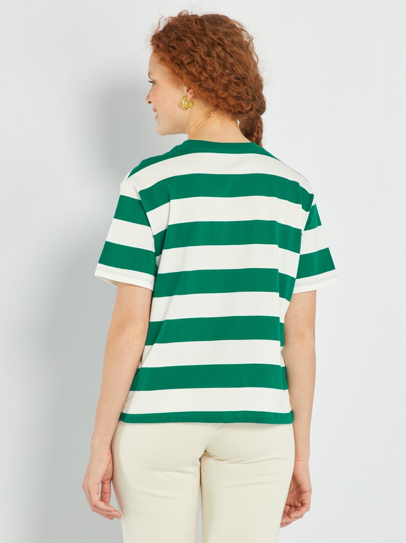 T-shirt en jersey à rayures Vert - Kiabi