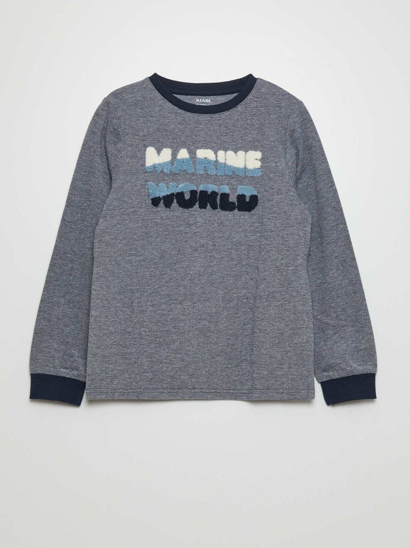 T-shirt en jersey animation bouclettes Marine - Kiabi