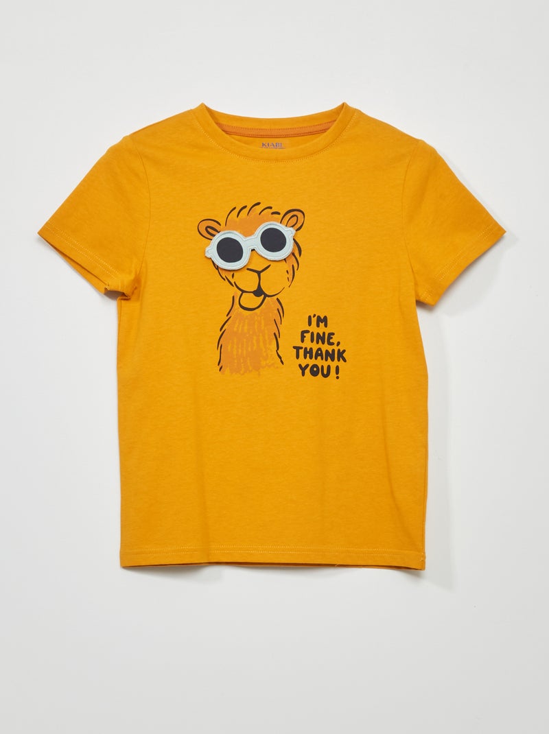 T-shirt en jersey avec animation Jaune moutarde - Kiabi