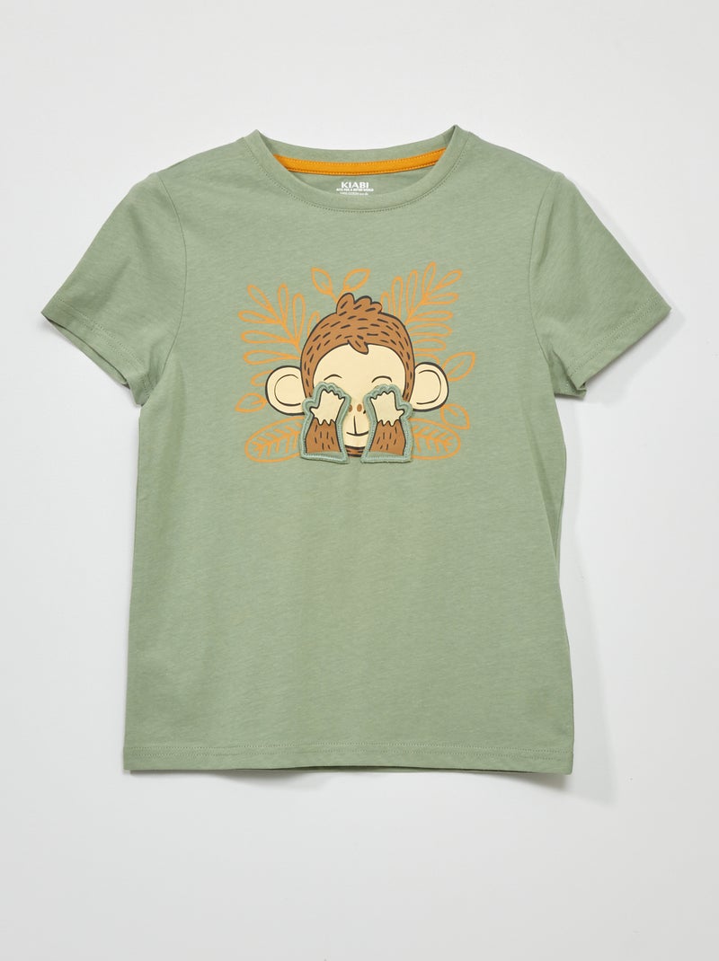T-shirt en jersey avec animation Vert - Kiabi