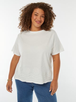T-shirt en jersey avec broderie à la base