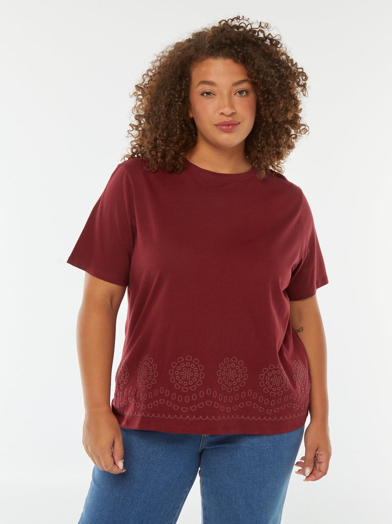 T-shirt en jersey avec broderie à la base Rouge - Kiabi