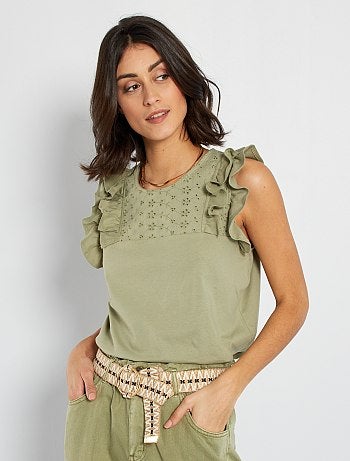 T-shirt en jersey avec broderie anglaise