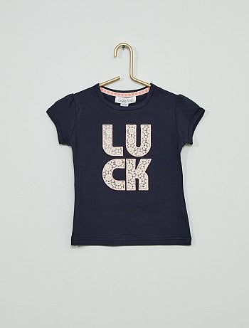 T-shirt en jersey avec broderie 'Luck'