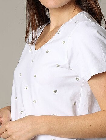 T-shirt en jersey avec cœurs brodés 'Deeluxe'