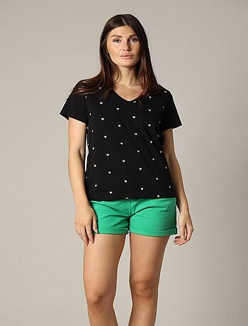 T-shirt en jersey avec cœurs brodés 'Deeluxe'