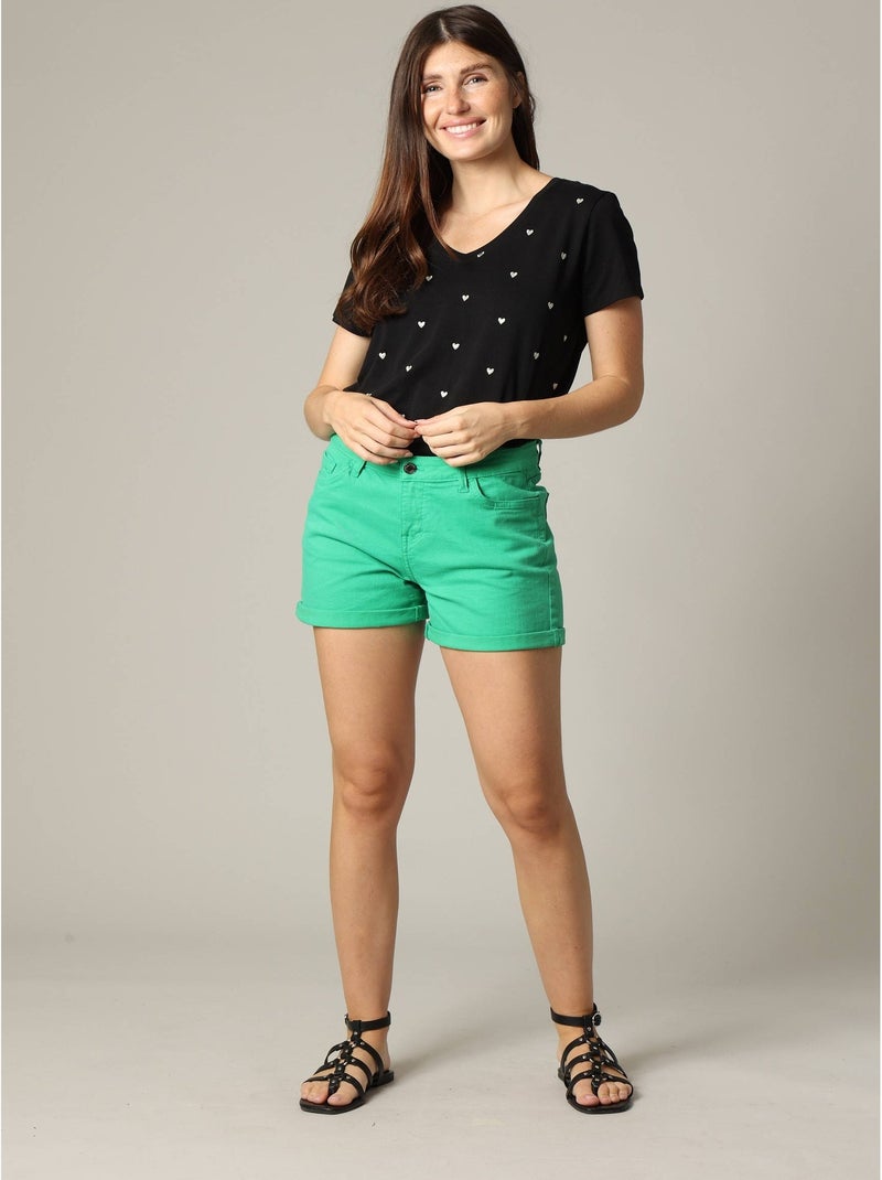 T-shirt en jersey avec cœurs brodés 'Deeluxe' Noir - Kiabi