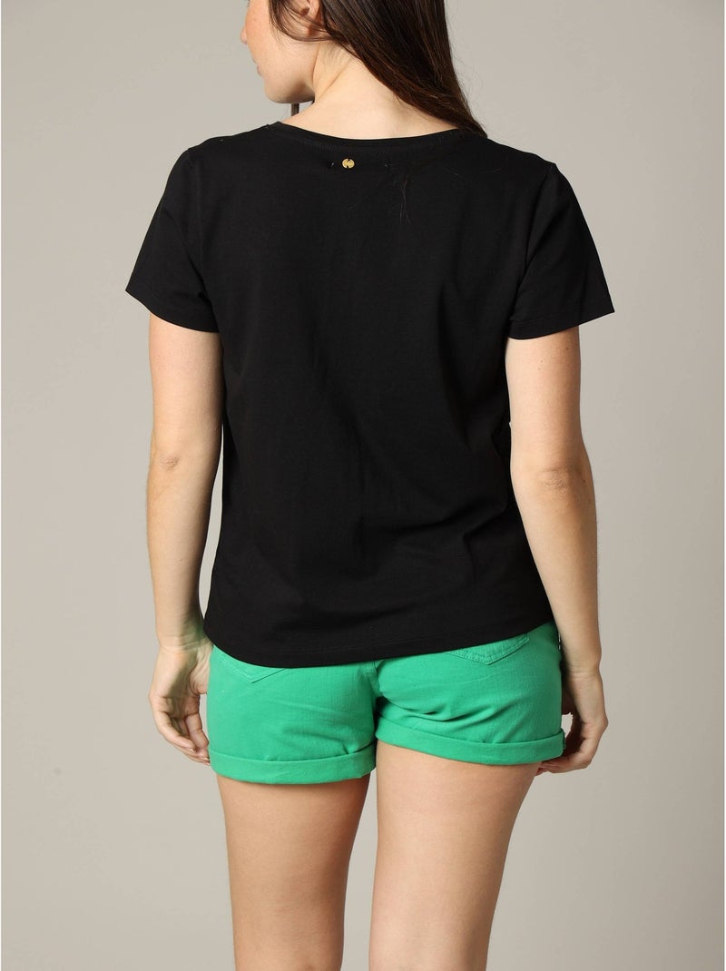 T-shirt en jersey avec cœurs brodés 'Deeluxe' Noir - Kiabi