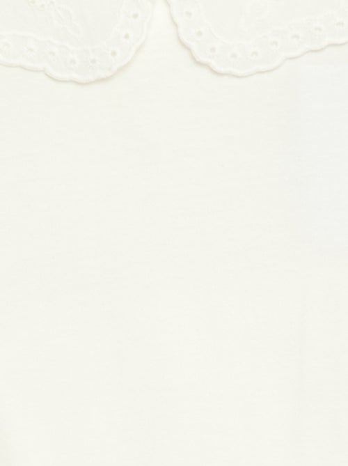 T-shirt en jersey avec col Claudine avec broderies anglaises - Kiabi