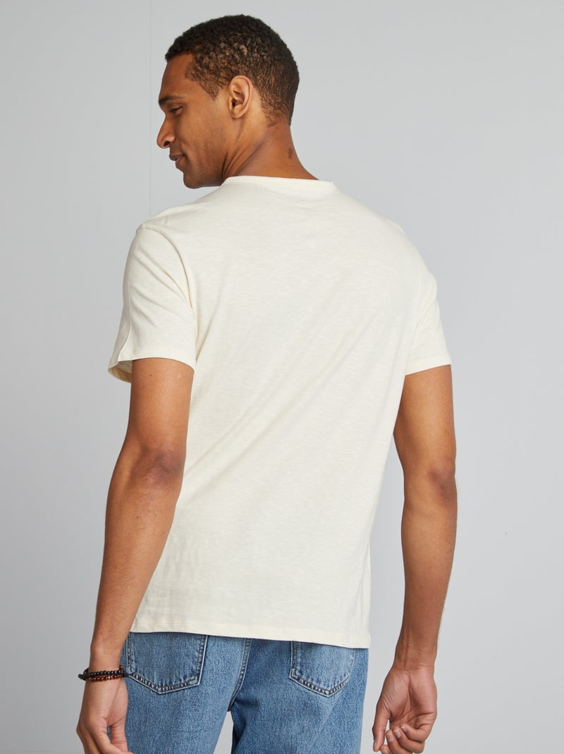 T-shirt en jersey avec col tunisien Blanc - Kiabi