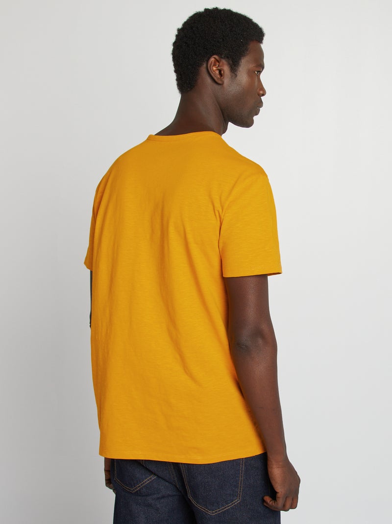 T-shirt en jersey avec col tunisien Jaune - Kiabi