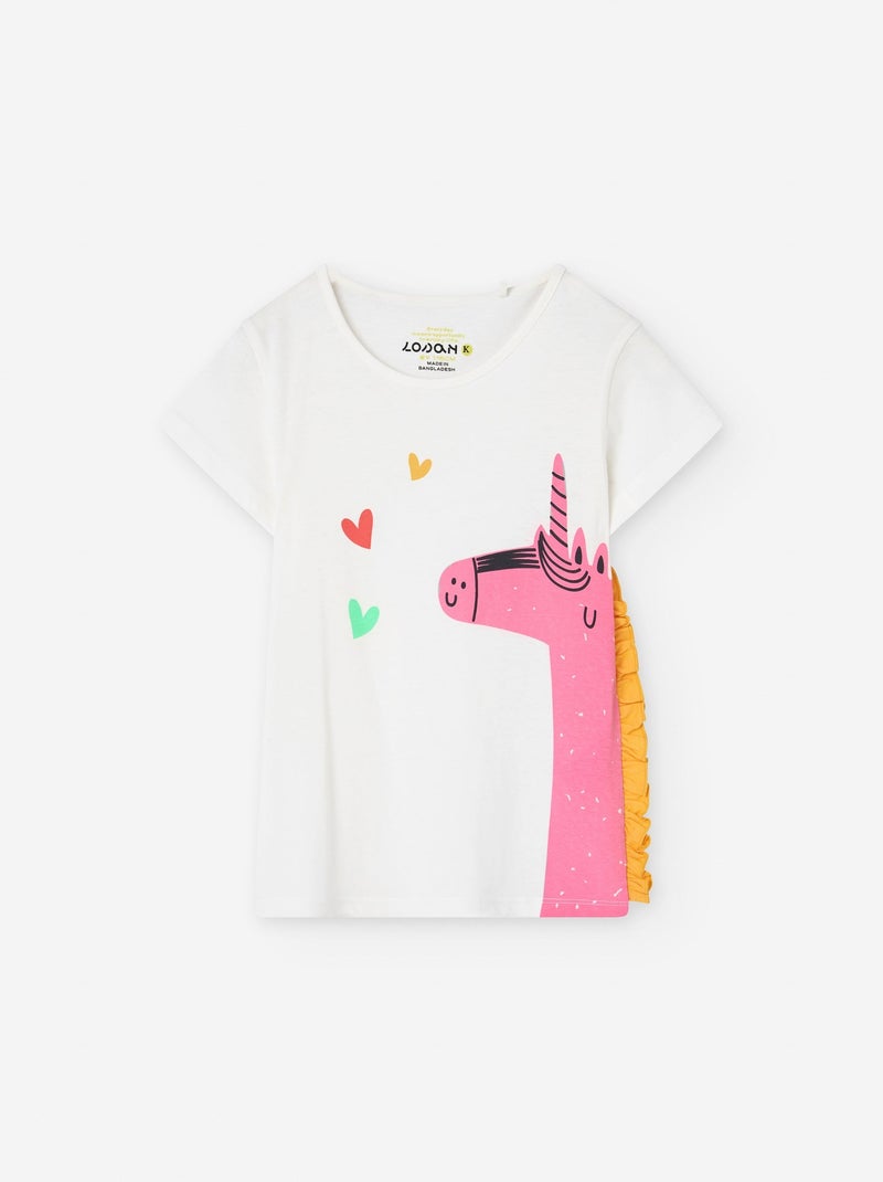 T-shirt en Jersey avec Détail 3D Blanc Ecru - Kiabi