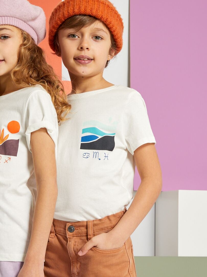 T-shirt en jersey avec imprimé - Mixte Blanc 'eau' - Kiabi