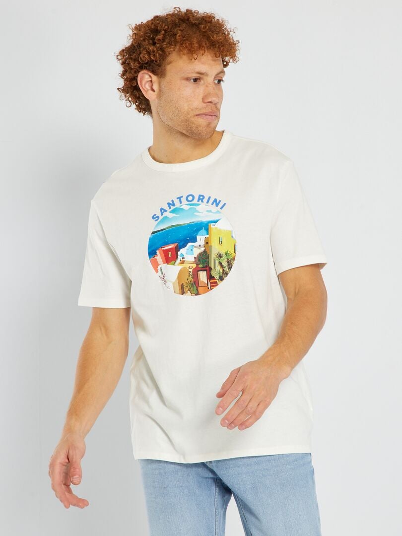 T-shirt en jersey avec imprimé - Unisex Blanc - Kiabi