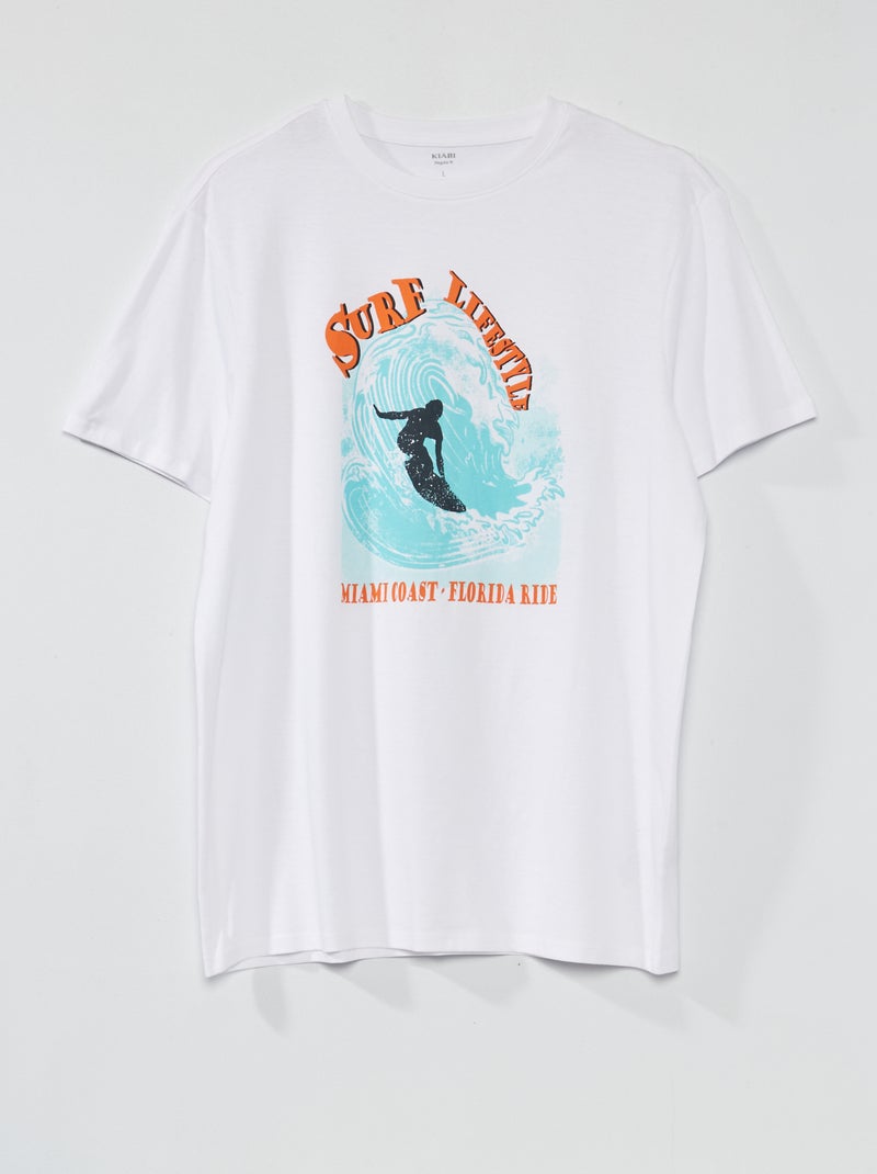 T-shirt en jersey avec imprimé +1m90 Blanc - Kiabi