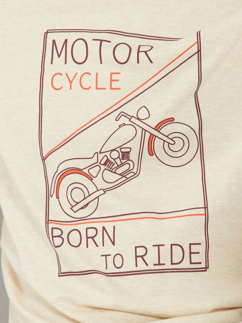 T-shirt en jersey avec imprimé Beige 'motorcycle' - Kiabi