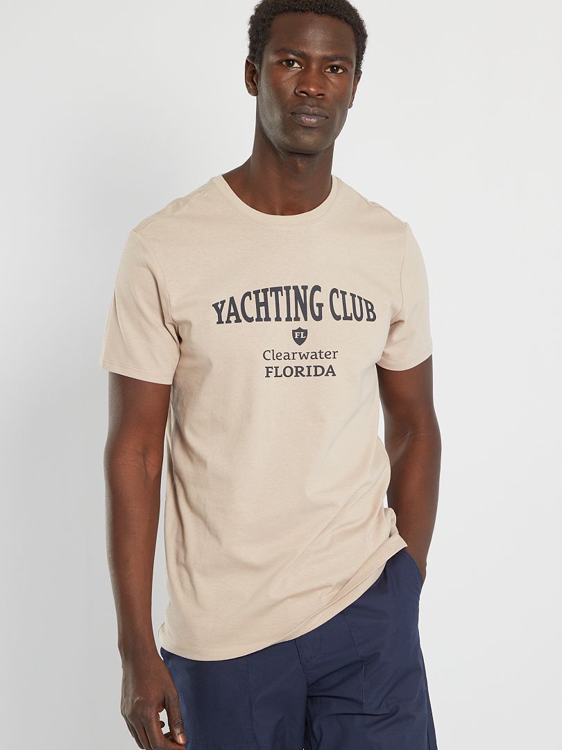 T-shirt en jersey avec imprimé Beige 'yachting' - Kiabi