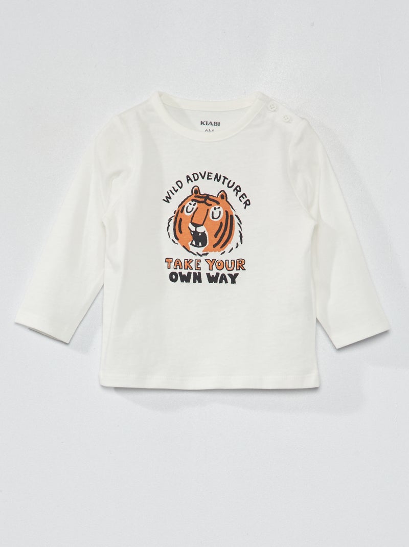 T-shirt en jersey avec imprimé Blanc - Kiabi