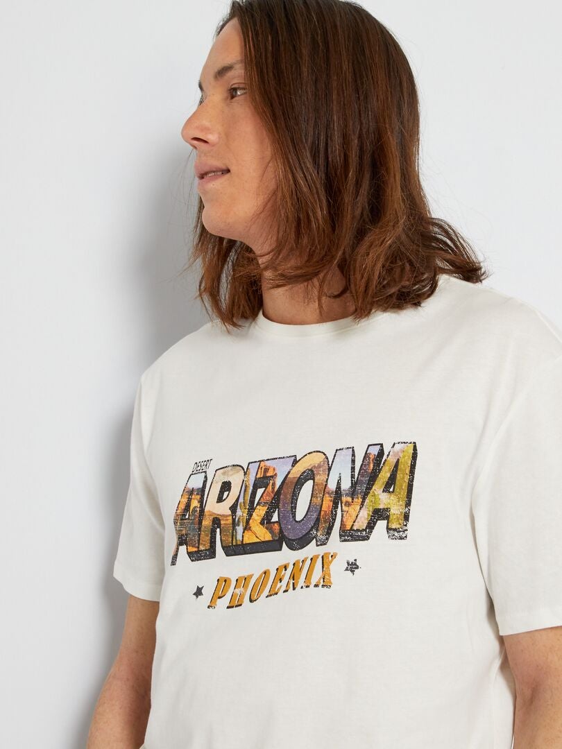 T-shirt en jersey avec imprimé Blanc 'Arizona' - Kiabi