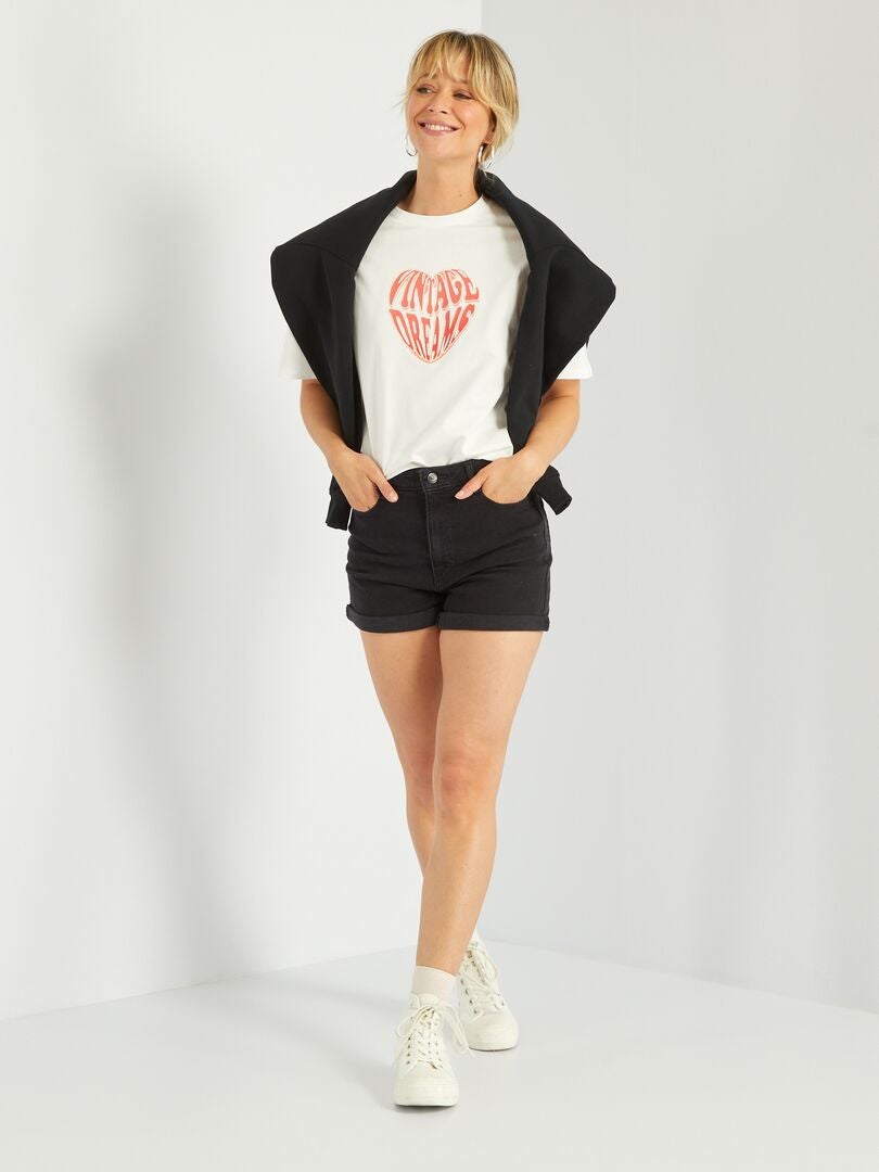 T-shirt en jersey avec imprimé blanc - Kiabi