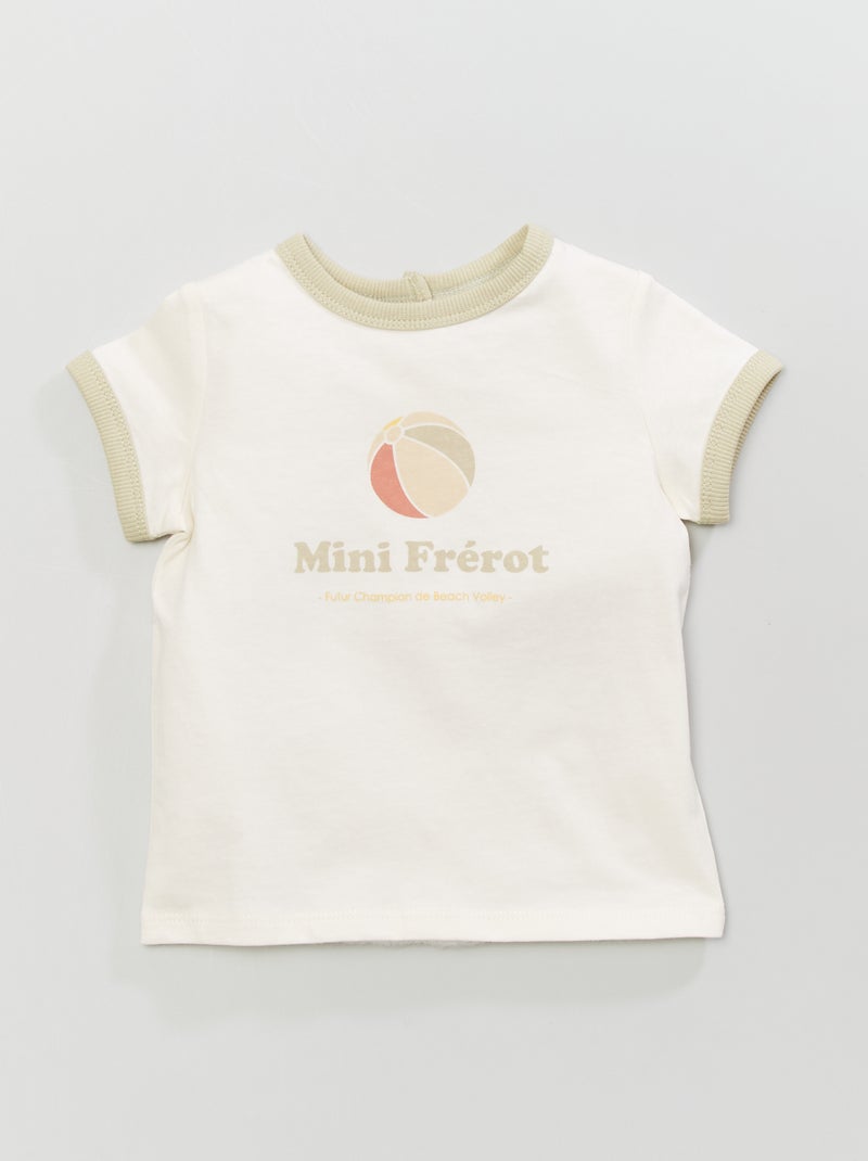 T-shirt en jersey avec imprimé Blanc 'ballon' - Kiabi