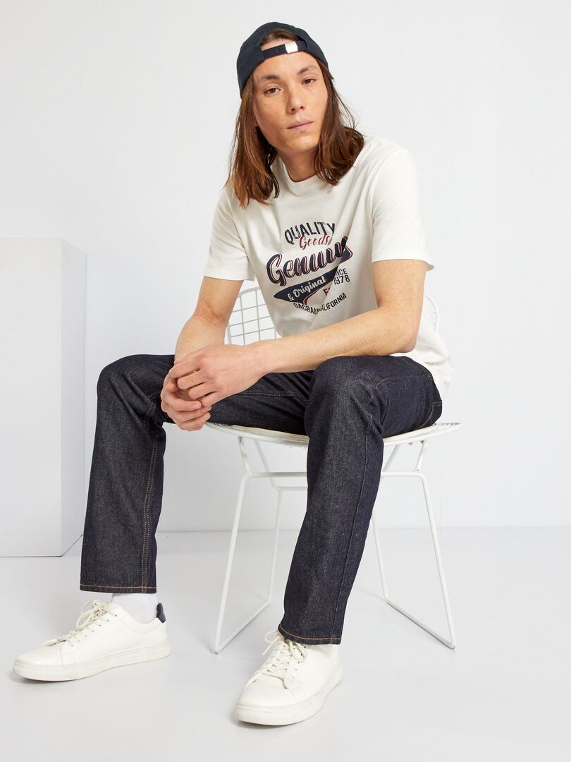 T-shirt en jersey avec imprimé Blanc 'geniune' - Kiabi