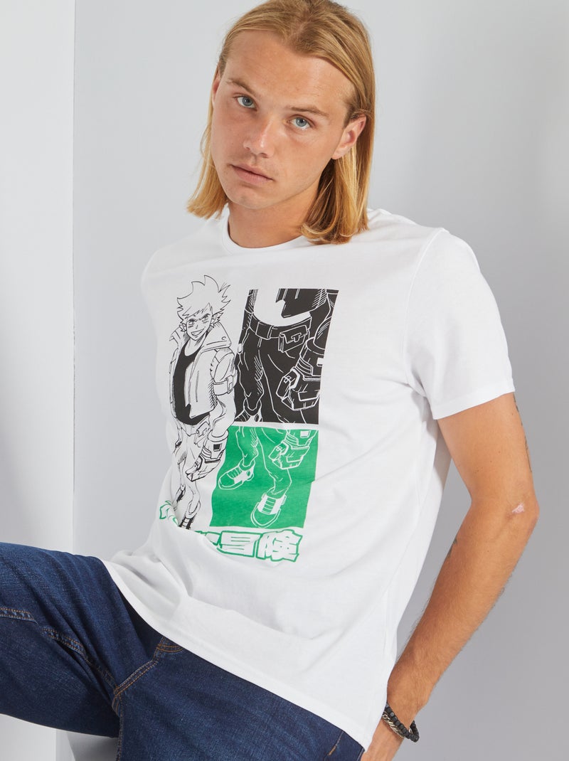 T-shirt en jersey avec imprimé Blanc 'manga' - Kiabi