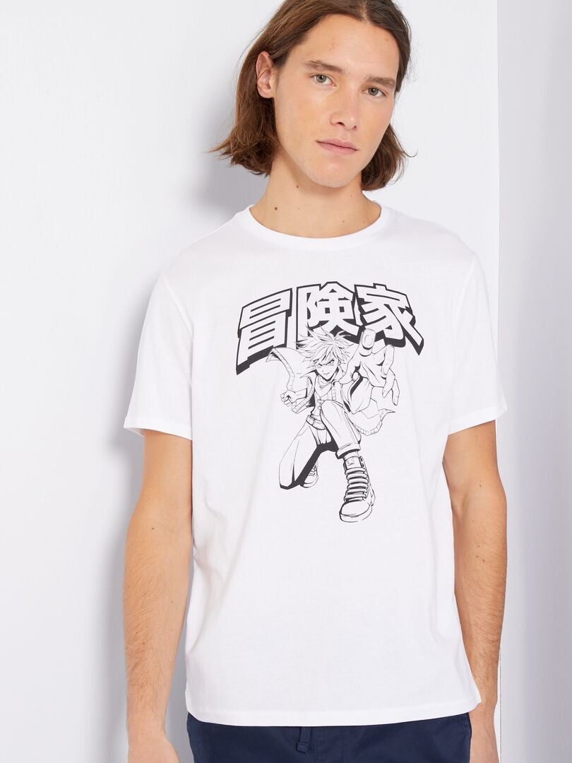 T-shirt en jersey avec imprimé Blanc 'manga' - Kiabi