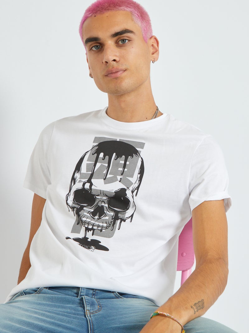 T-shirt en jersey avec imprimé Blanc 'tokyo crew' - Kiabi