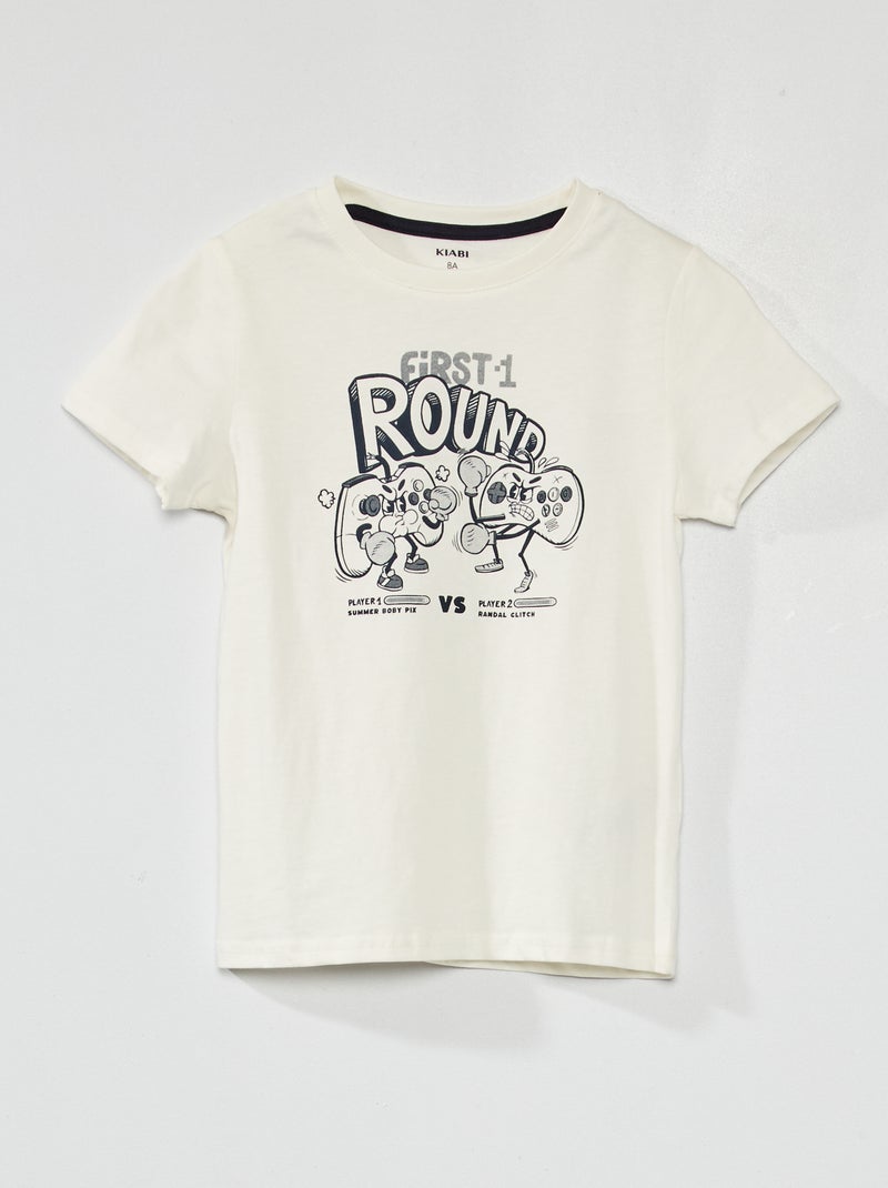 T-shirt en jersey avec imprimé Blanc - Kiabi
