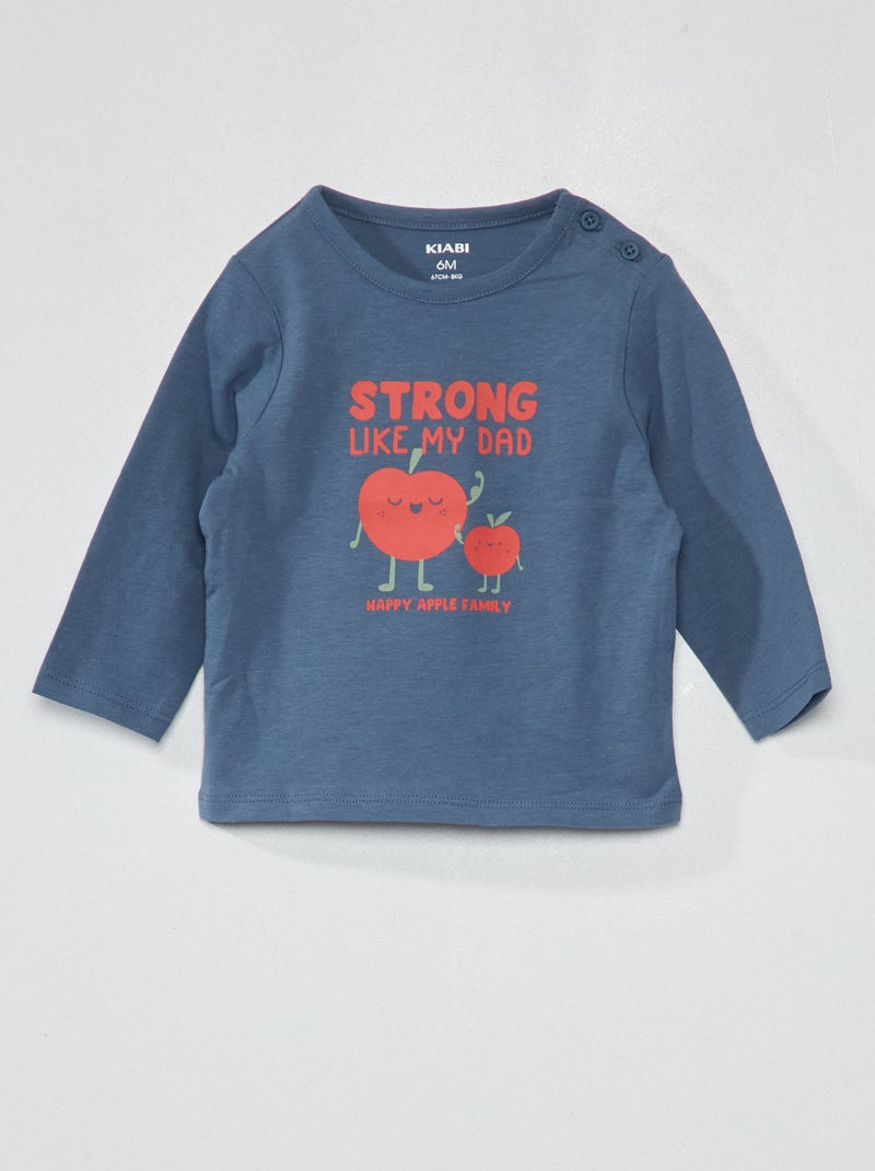 T-shirt en jersey avec imprimé Bleu - Kiabi