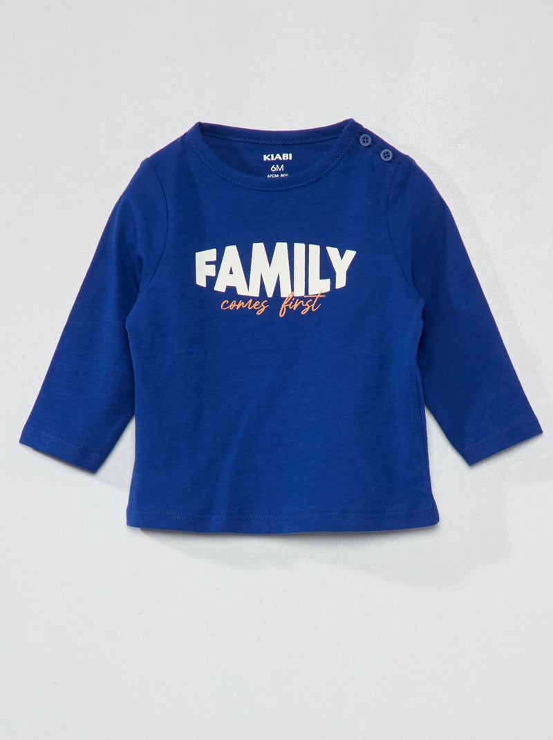 T-shirt en jersey avec imprimé Bleu - Kiabi