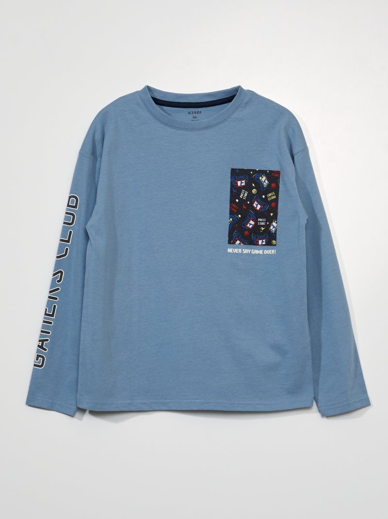 T-shirt en jersey avec imprimé Bleu - Kiabi