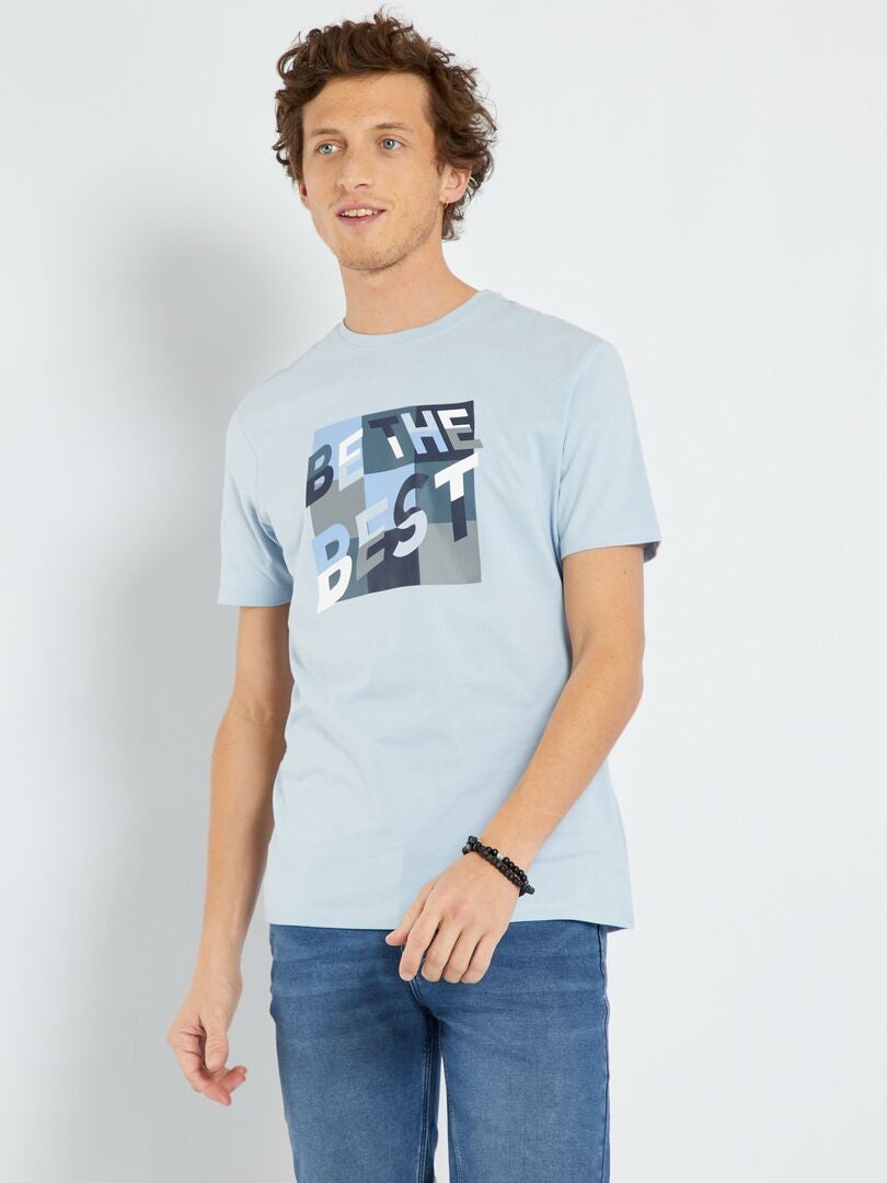 T-shirt en jersey avec imprimé Bleu 'best' - Kiabi