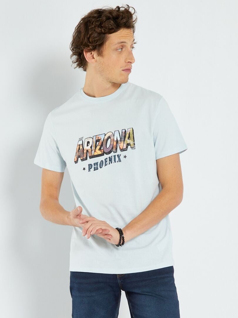 T-shirt en jersey avec imprimé Bleu ciel 'Arizona' - Kiabi