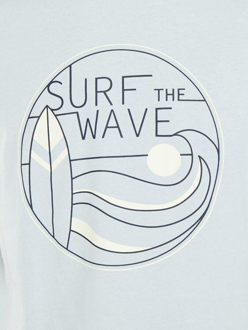 T-shirt en jersey avec imprimé Bleu ciel 'surf' - Kiabi