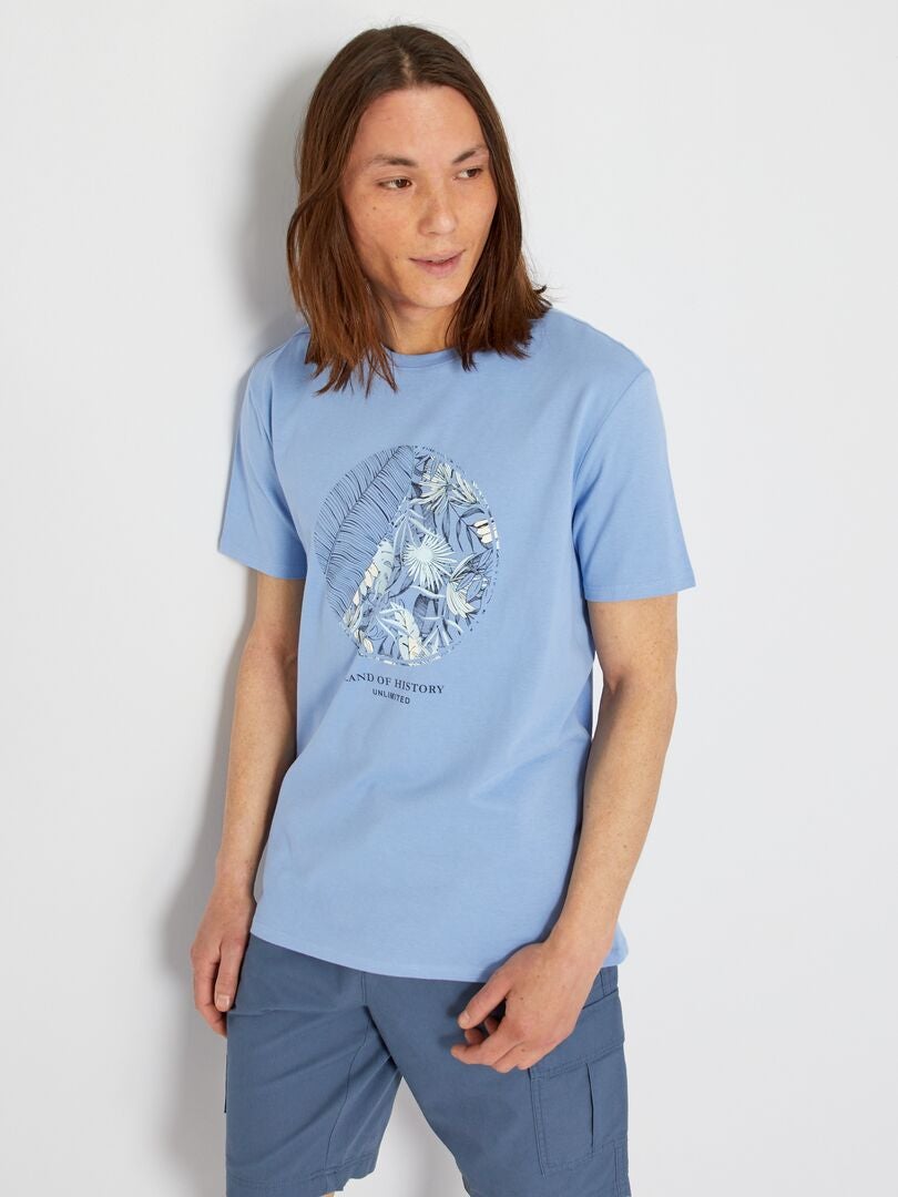 T-shirt en jersey avec imprimé Bleu 'land' - Kiabi