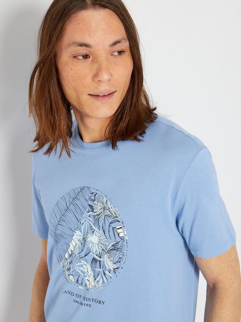 T-shirt en jersey avec imprimé Bleu 'land' - Kiabi