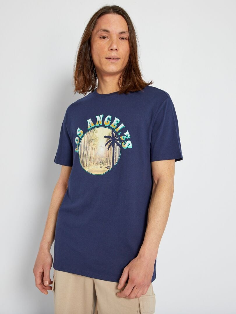 T-shirt en jersey avec imprimé Bleu 'Los Angeles' - Kiabi