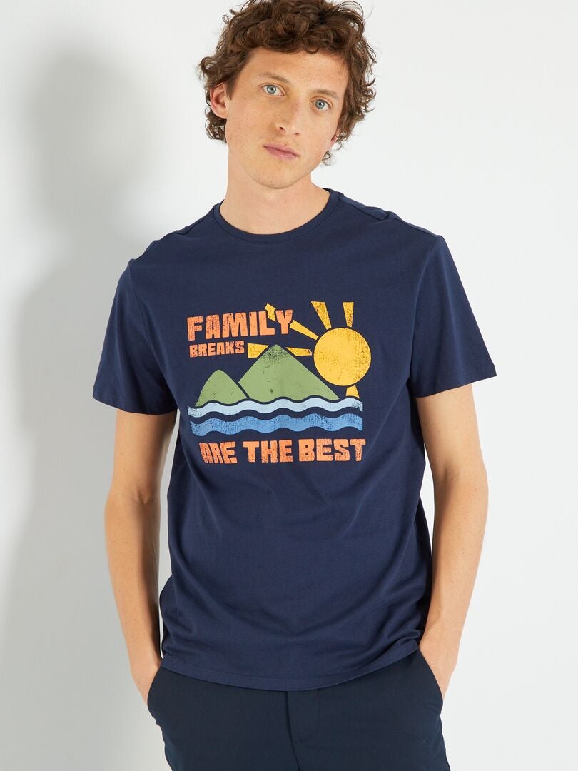 T-shirt en jersey avec imprimé Bleu marine - Kiabi