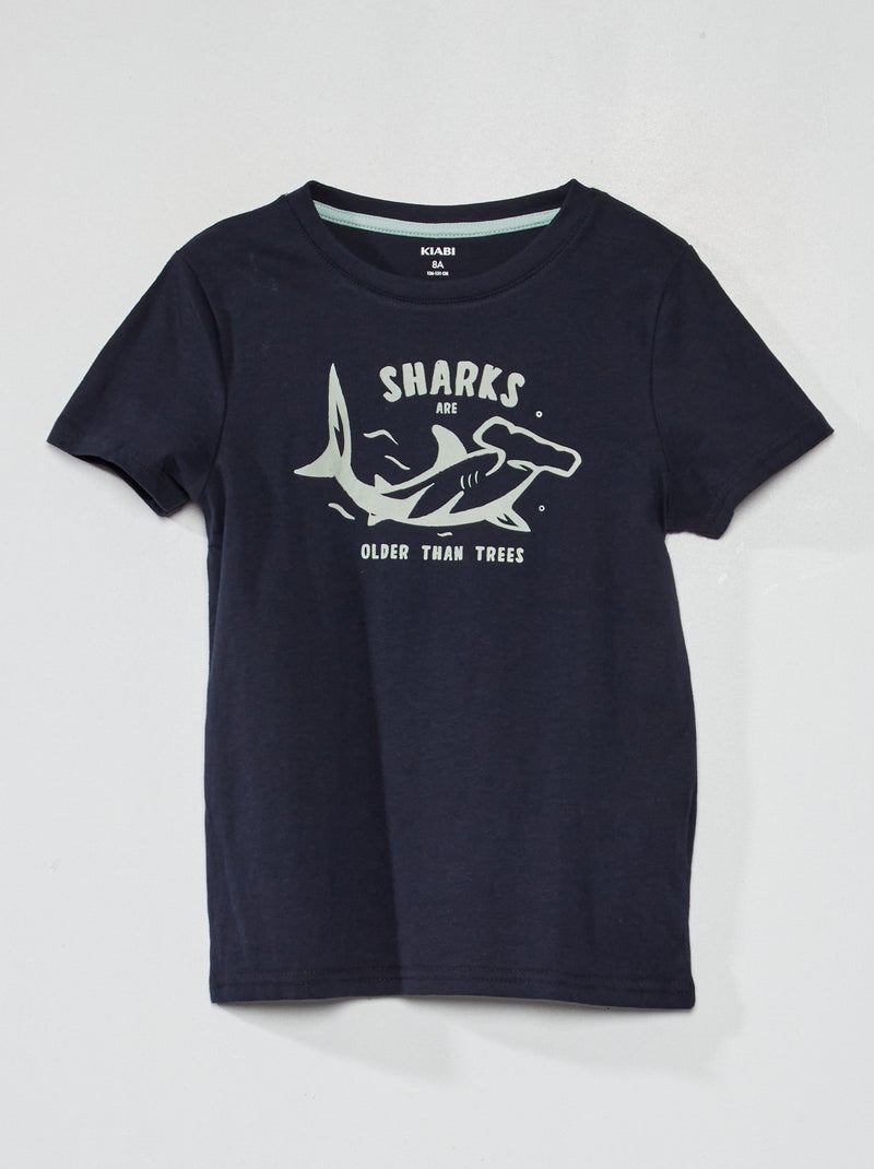 T-shirt en jersey avec imprimé Bleu marine 'sharks' - Kiabi