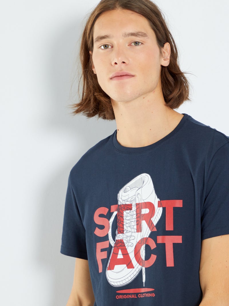 T-shirt en jersey avec imprimé Bleu marine - Kiabi