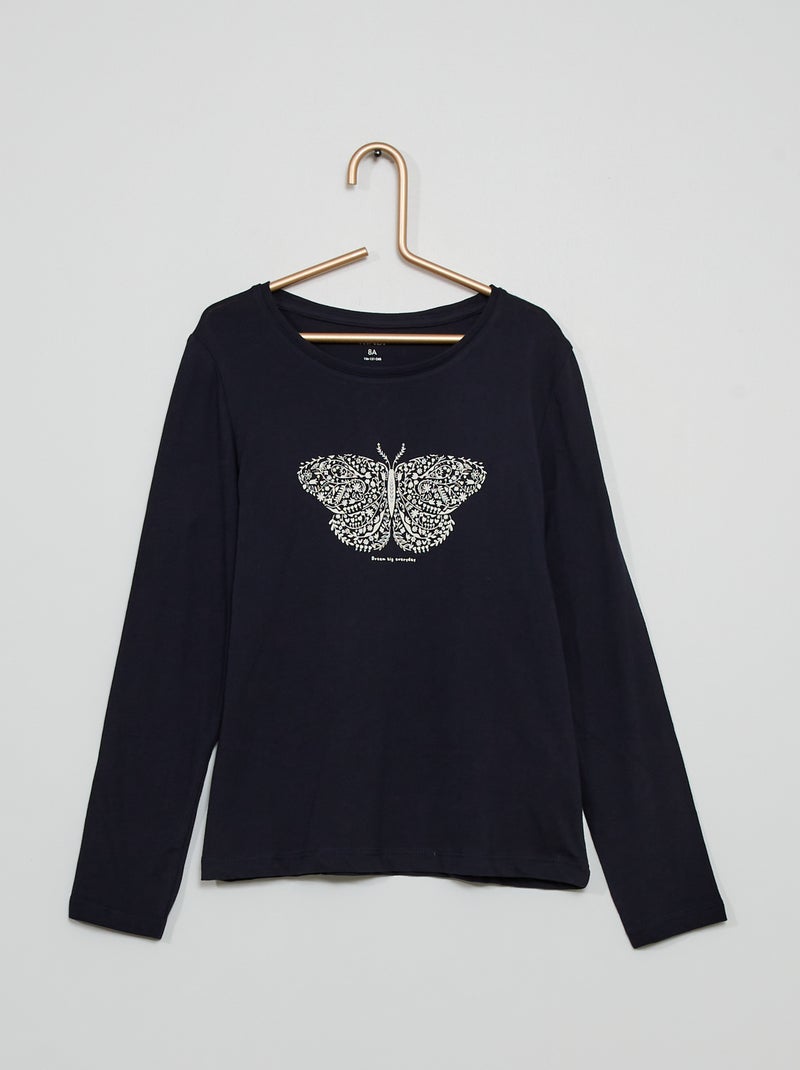 T-shirt en jersey avec imprimé bleu papillon - Kiabi