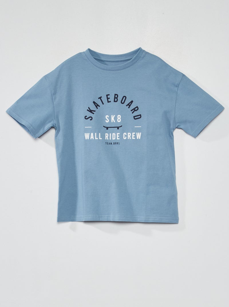 T-shirt en jersey avec imprimé Bleu 'skate' - Kiabi