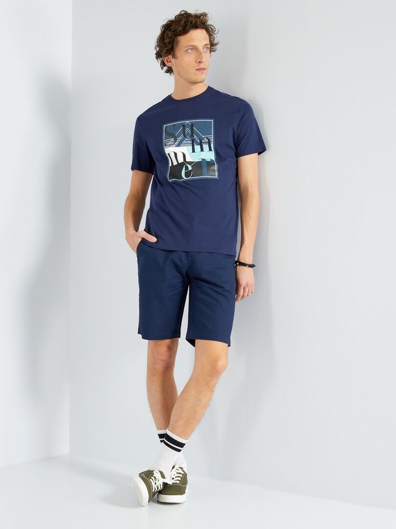 T-shirt en jersey avec imprimé Bleu 'summer' - Kiabi