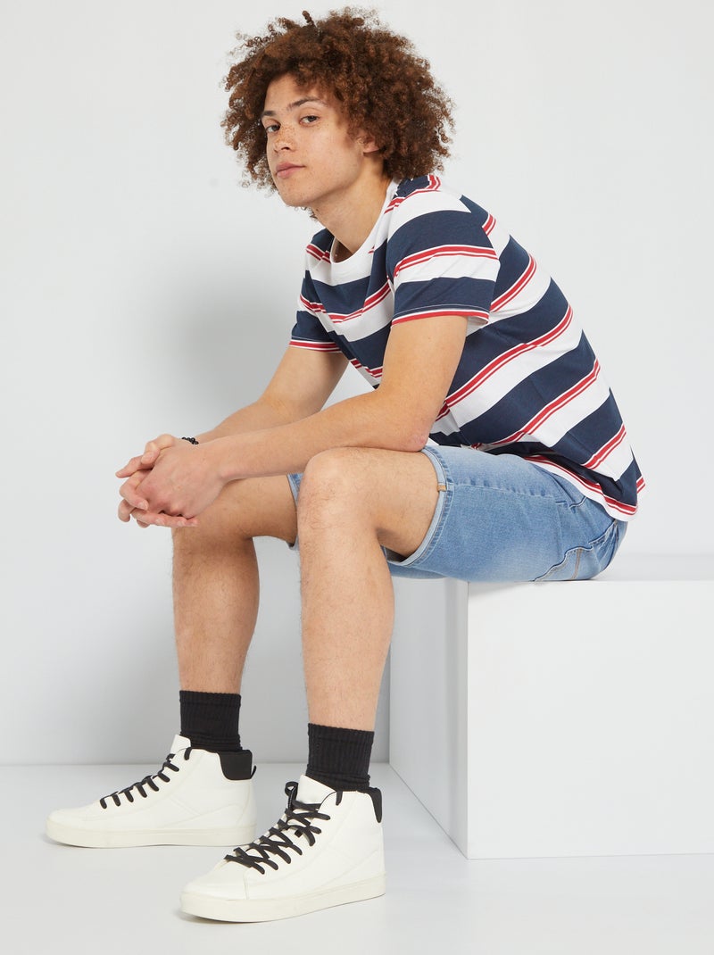 T-shirt en jersey avec imprimé Bleu - Kiabi