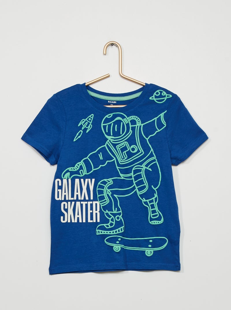 T-shirt en jersey avec imprimé Bleu - Kiabi