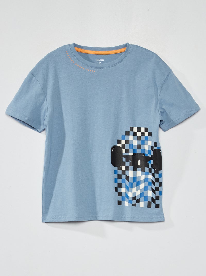 T-shirt en jersey avec imprimé Bleu - Kiabi