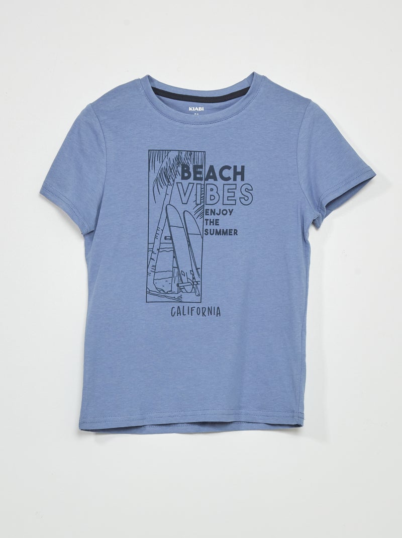 T-shirt en jersey avec imprimé Bleu - Kiabi